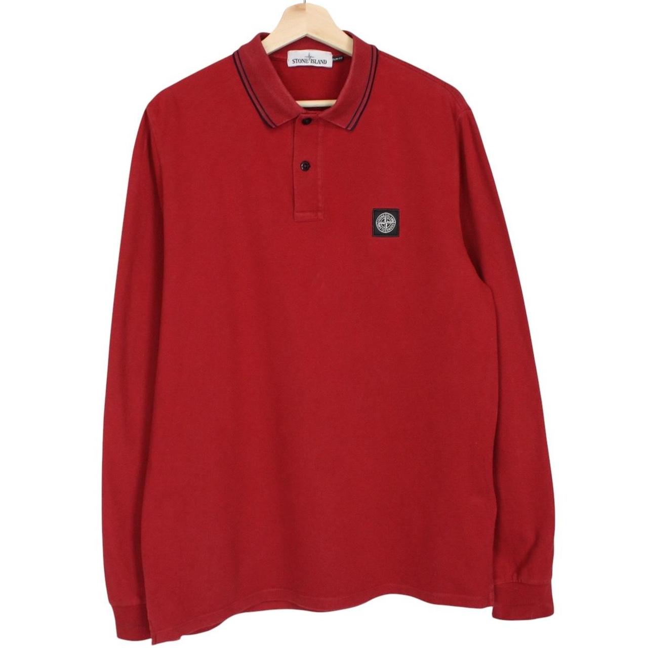 Stone Island AW 2016 Red Long Sleeve Compass Polo Shirt