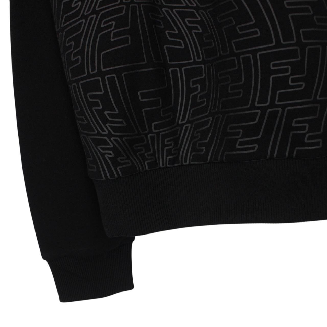 Fendi Black FF Monogram Pullover Cotton Hoodie Jumper