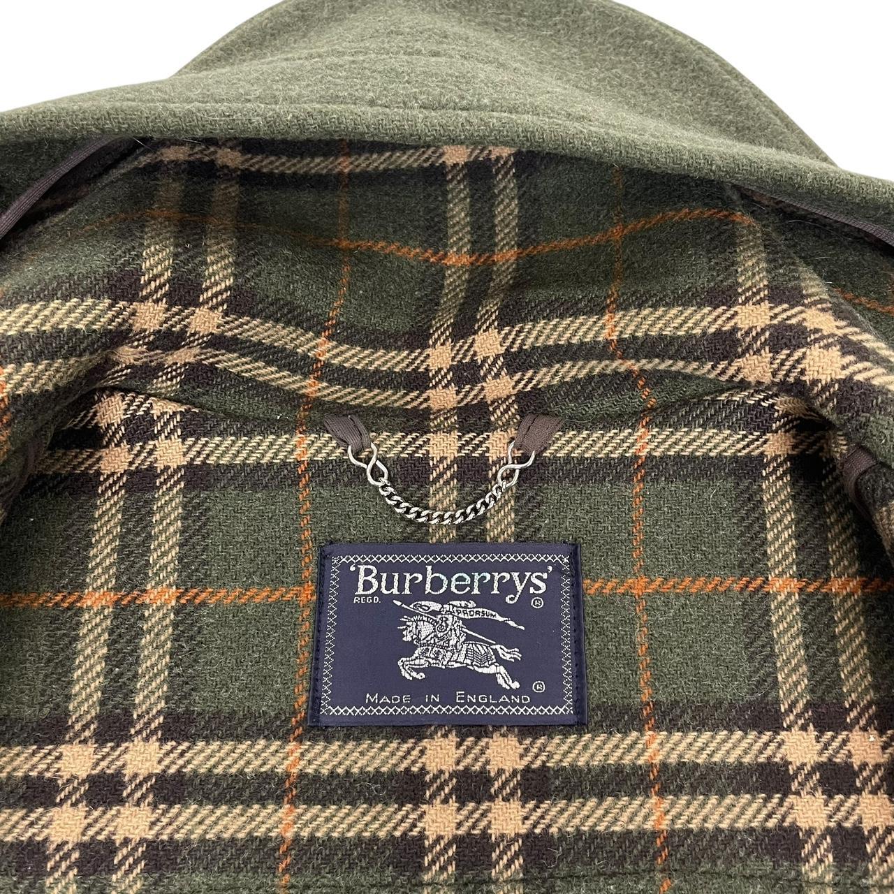 Vintage 90s Burberry Green Nova Check Lined Wool Duffle Coat