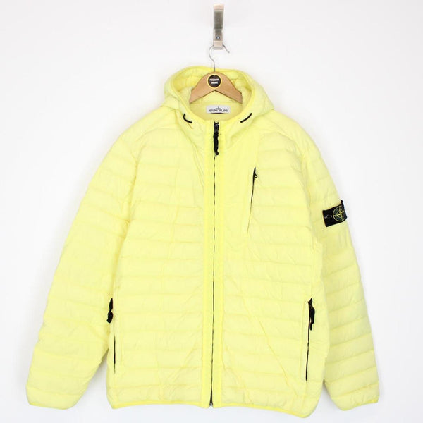 Stone Island AW 2020 Loom Woven Chambers Stretch Nylon TC Yellow Down Jacket