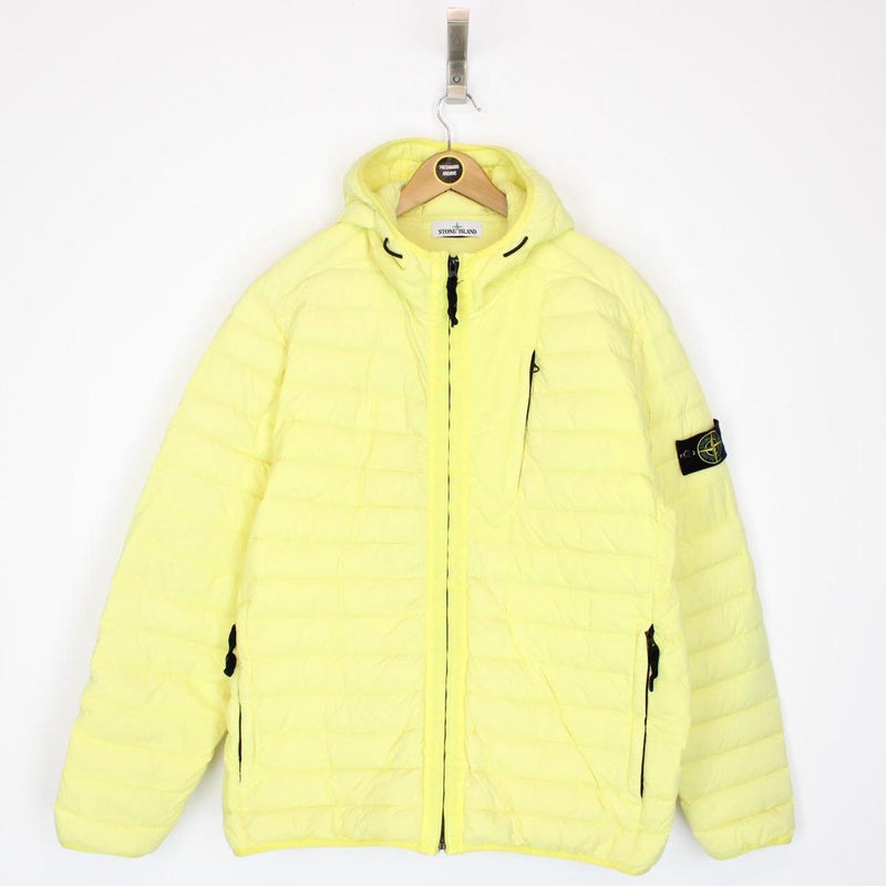 Stone Island AW 2020 Loom Woven Chambers Stretch Nylon TC Yellow Down Jacket