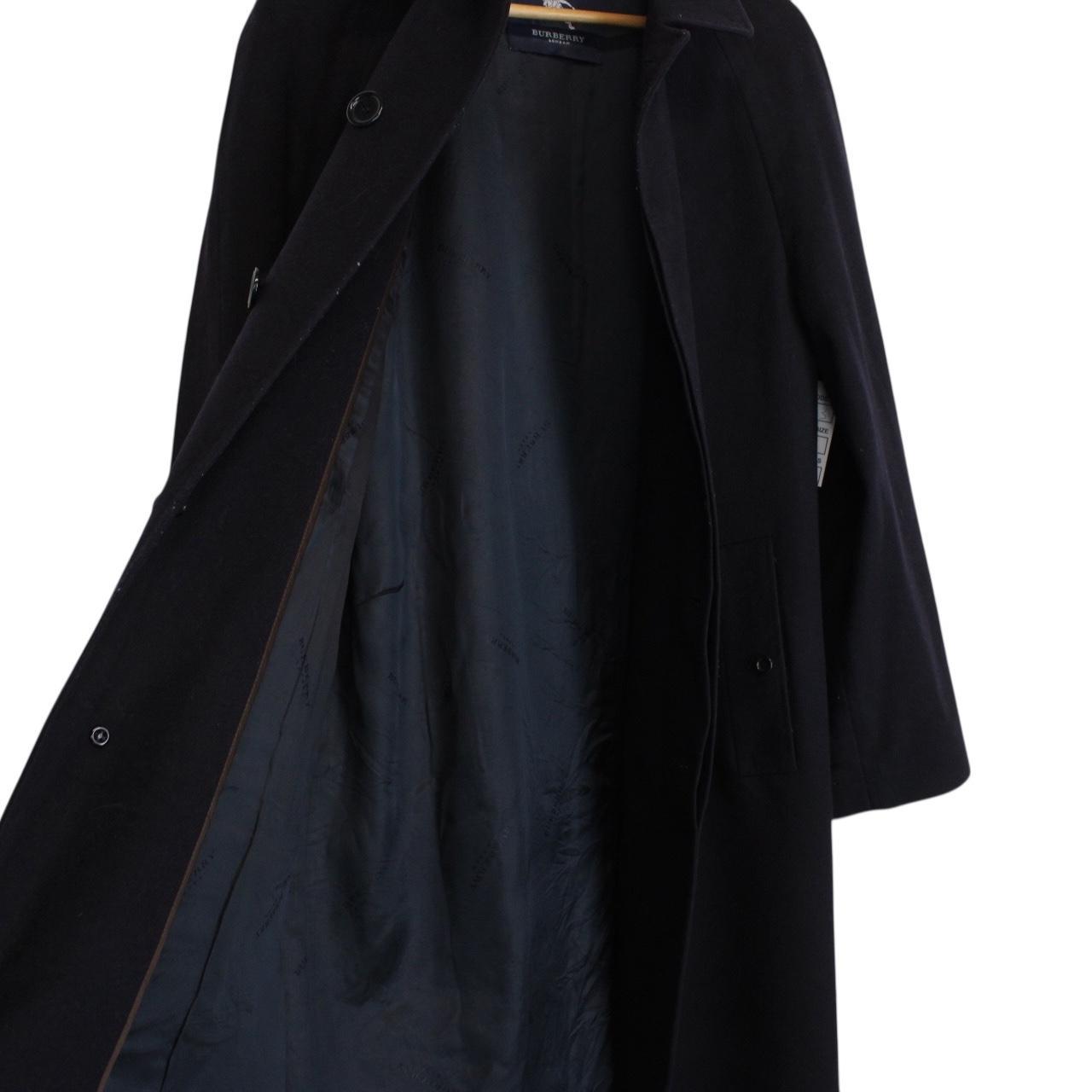 Vintage Burberry London Navy Blue Cashmere Wool Blend Overcoat