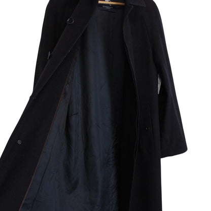 Vintage Burberry London Navy Blue Cashmere Wool Blend Overcoat