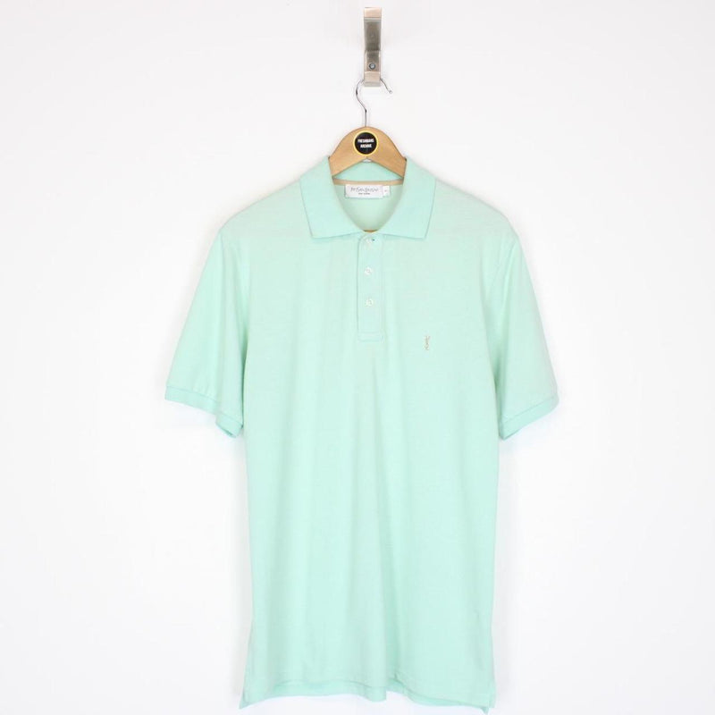 Vintage 00s Yves Saint Laurent Green Short Sleeve Polo Shirt