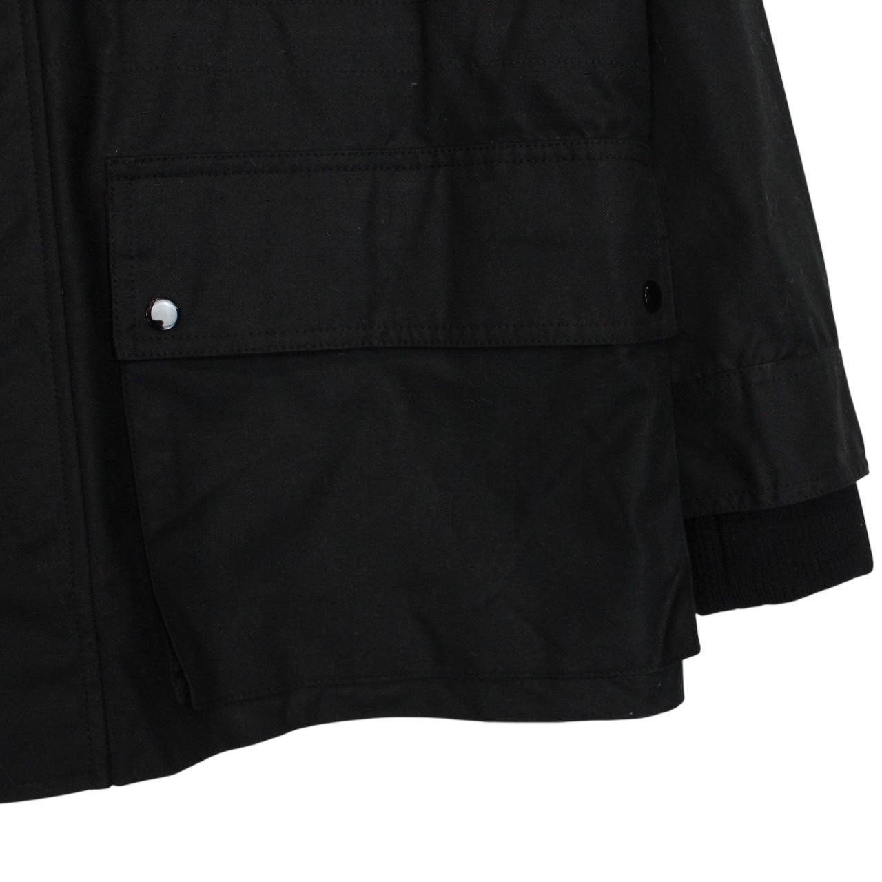 Saint Laurent Black Waxed Cotton Full Zip Parka Jacket