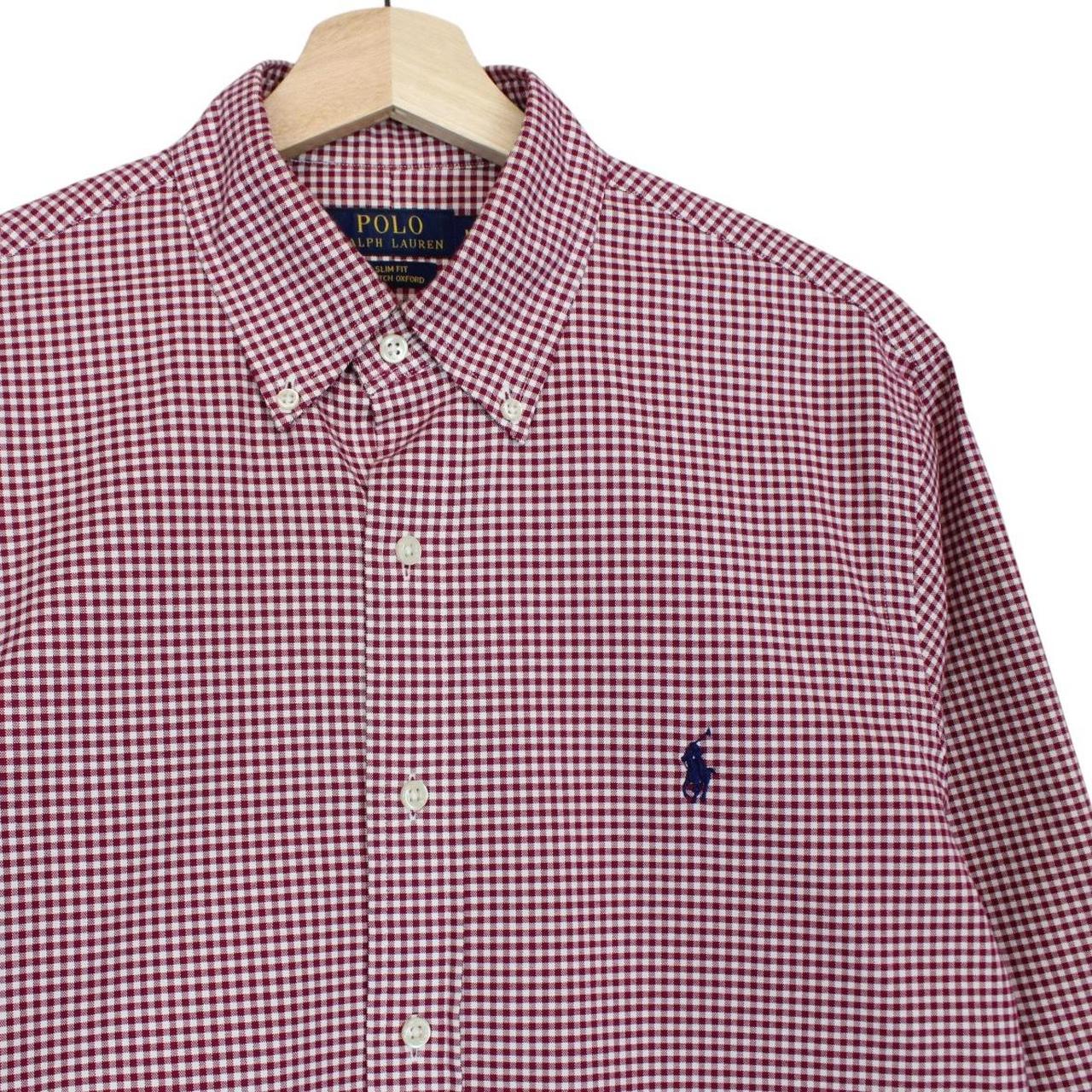 Polo Ralph Lauren Red and White Gingham Check Long Sleeve Cotton Shirt