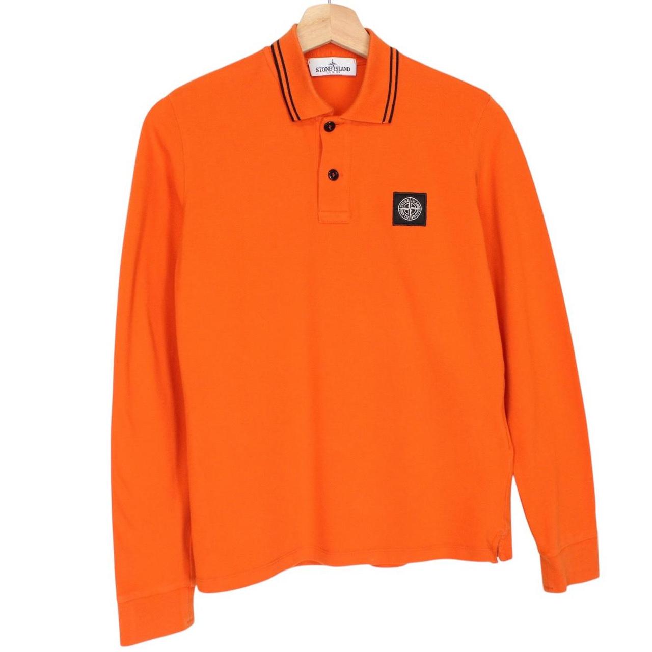 Stone Island Junior AW 2019 Orange Long Sleeve Compass Cotton Polo Shirt