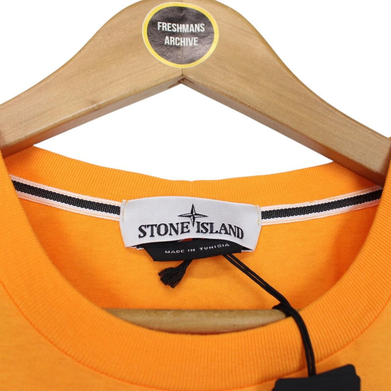 Stone Island SS 2023 Orange Abbreviation One Print Short Sleeve Cotton T-Shirt