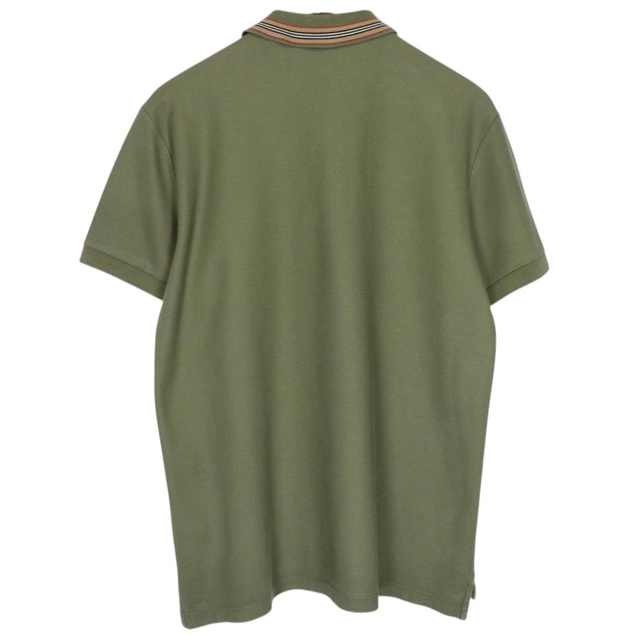 Burberry Green Short Sleeve Logo Stripe Cotton Polo Shirt