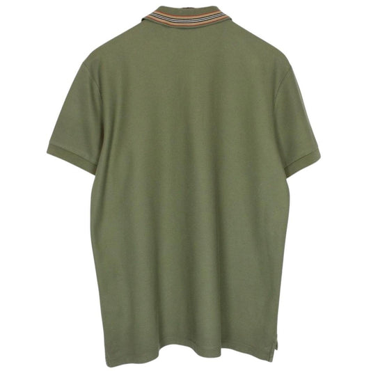 Burberry Green Short Sleeve Logo Stripe Cotton Polo Shirt