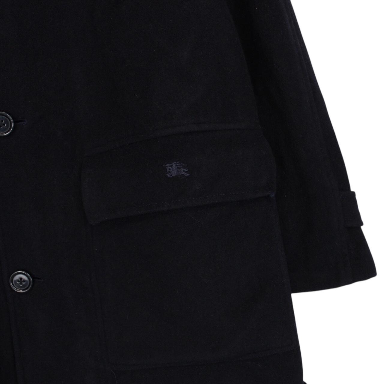 Vintage Burberry London Navy Blue Virgin Wool Blend Coat