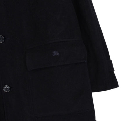 Vintage Burberry London Navy Blue Virgin Wool Blend Coat