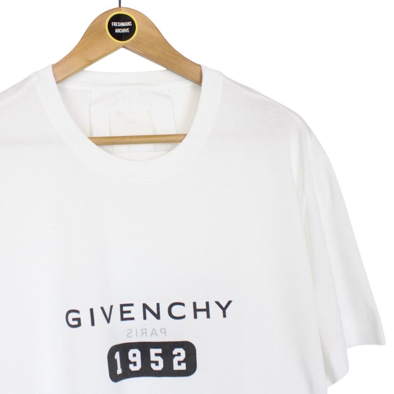 Givenchy Paris White and Black Logo Print Short Sleeve Cotton T-Shirt