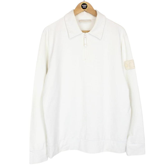 Stone Island Ghost SS 2022 Cream 1/4 Zip Stretch Cotton Sweatshirt Jumper