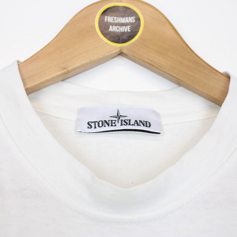 Stone Island White Long Sleeve Cotton T-Shirt