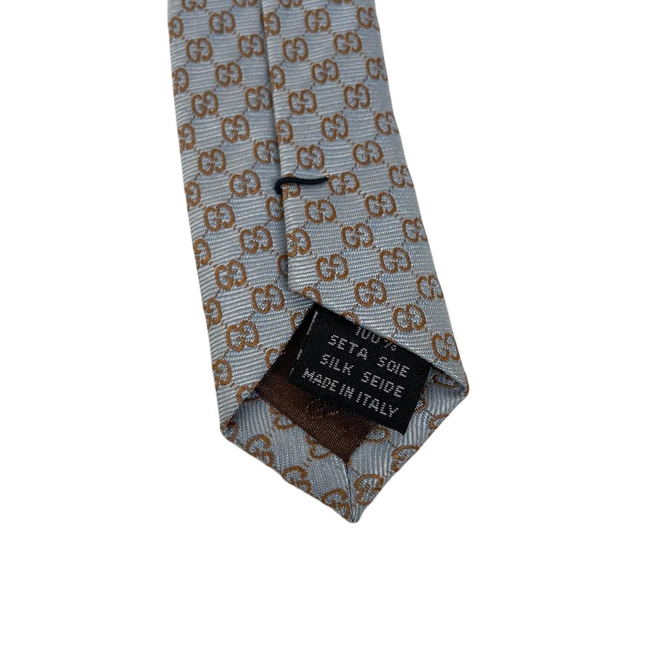Gucci Light Blue GG Monogram Silk Tie