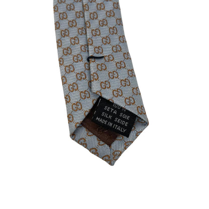 Gucci Light Blue GG Monogram Silk Tie