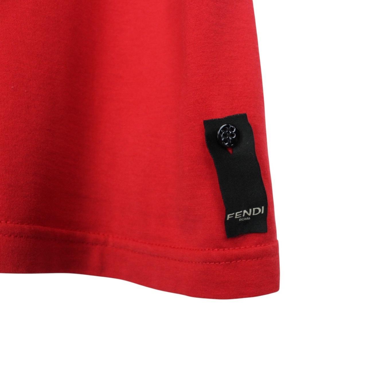 Fendi Red and Black Bag Bug Eyes Short Sleeve Cotton T-Shirt