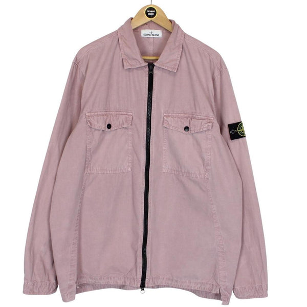 Stone Island AW 2018 Rose Pink Full Zip Cotton Overshirt Jacket