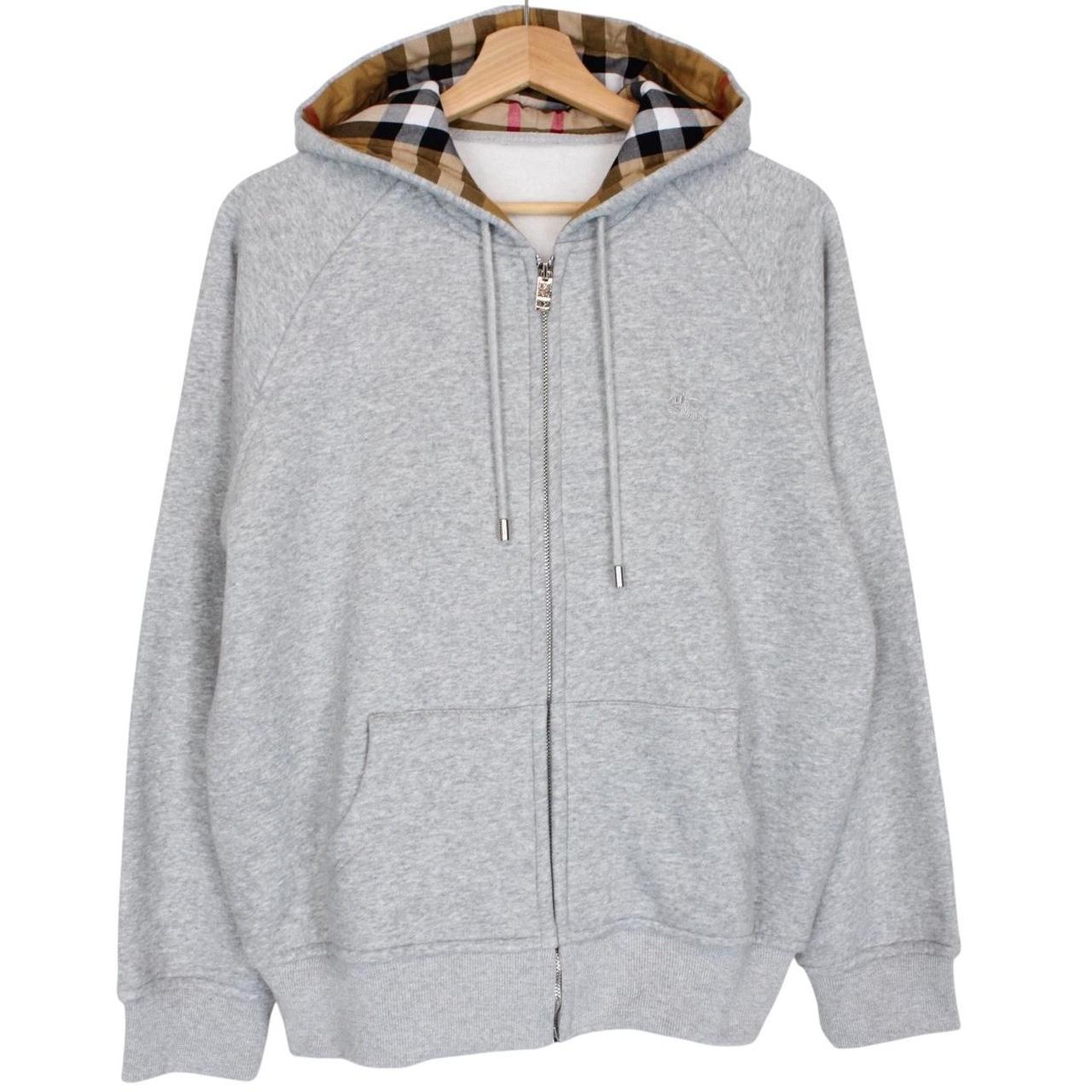 Burberry Grey Nova Check Full Zip Cotton Hoodie Jumper