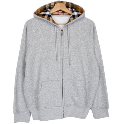 Burberry Grey Nova Check Full Zip Cotton Hoodie Jumper