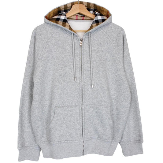 Burberry Grey Nova Check Full Zip Cotton Hoodie Jumper