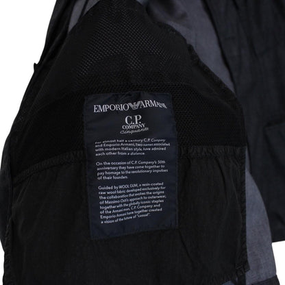 CP Company navy blue jacket garment dyed wool with logo details and gum finish.