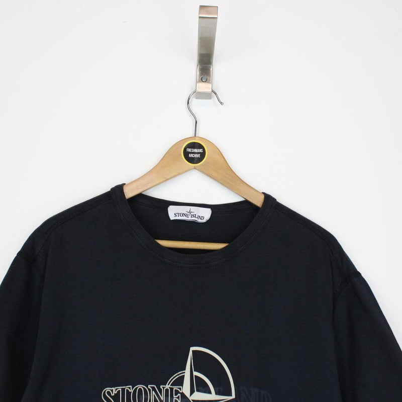 Stone Island AW 2019 Black Short Sleeve Logo Print Cotton T-Shirt