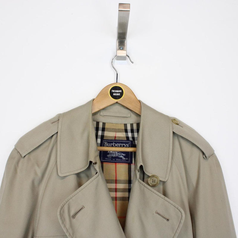 Vintage 90s Burberry Tan Brown Double Breasted Belted Trench Coat