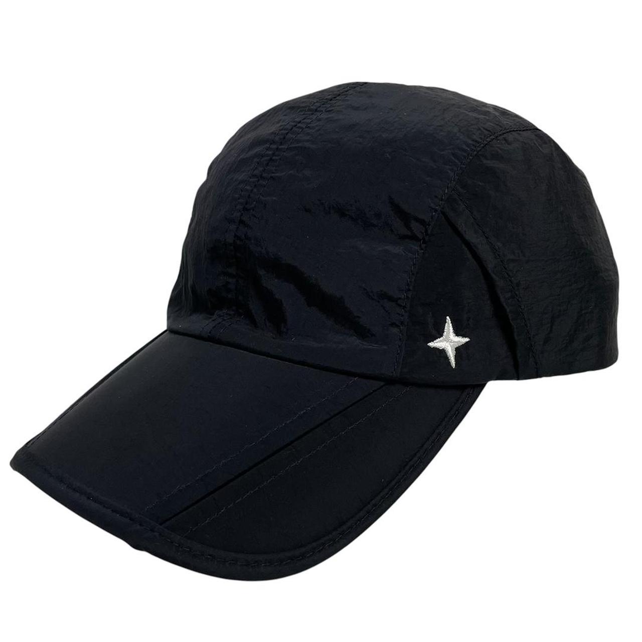 Stone Island black baseball cap adjustable strap nylon material with logo patch.