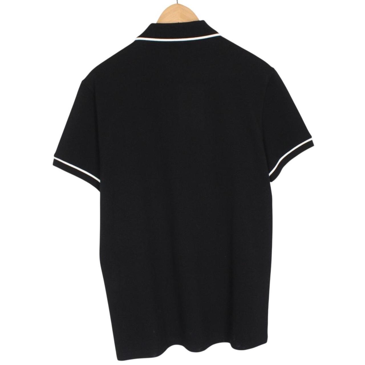 Celine Black and White Logo Embroidered Short Sleeve Cotton Polo Shirt