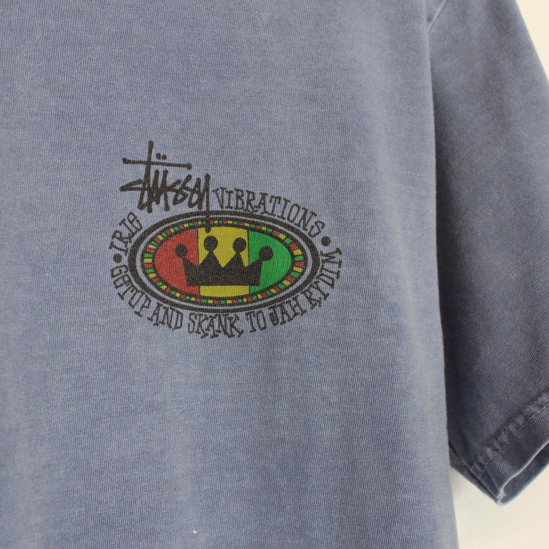 Stussy Blue Short Sleeve Rasta Print T-Shirt