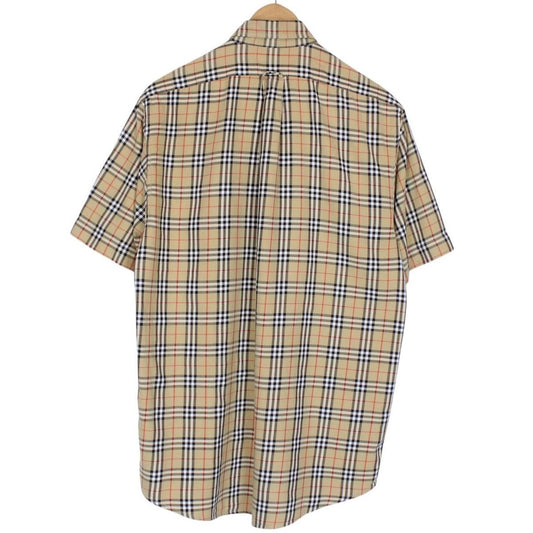Vintage Burberry London Beige Nova Check Short Sleeve Cotton Shirt