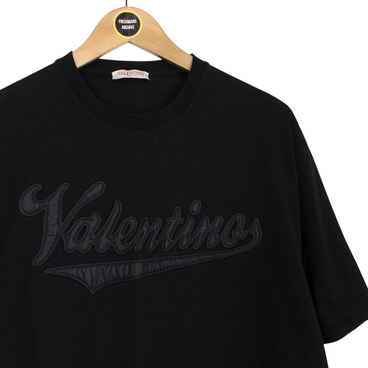 Valentino Black Varsity Logo Cotton Short Sleeve T-Shirt