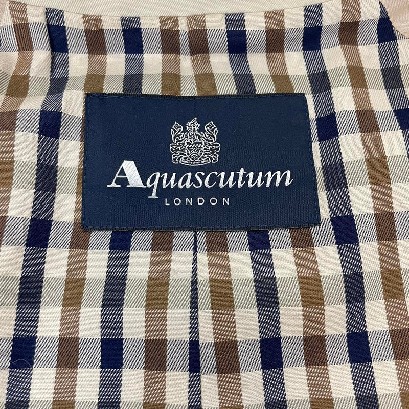 Vintage Aquascutum Cream and Tan House Check Belted Trench Coat