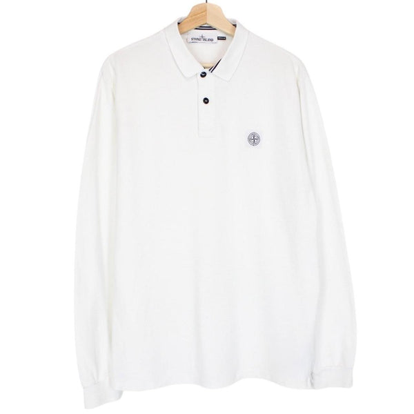 Stone Island SS 2016 White Long Sleeve Compass Polo Shirt