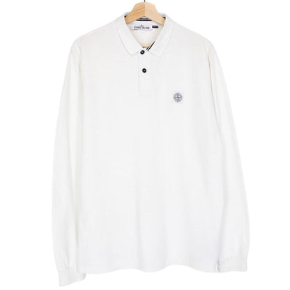 Stone Island SS 2016 White Long Sleeve Compass Polo Shirt