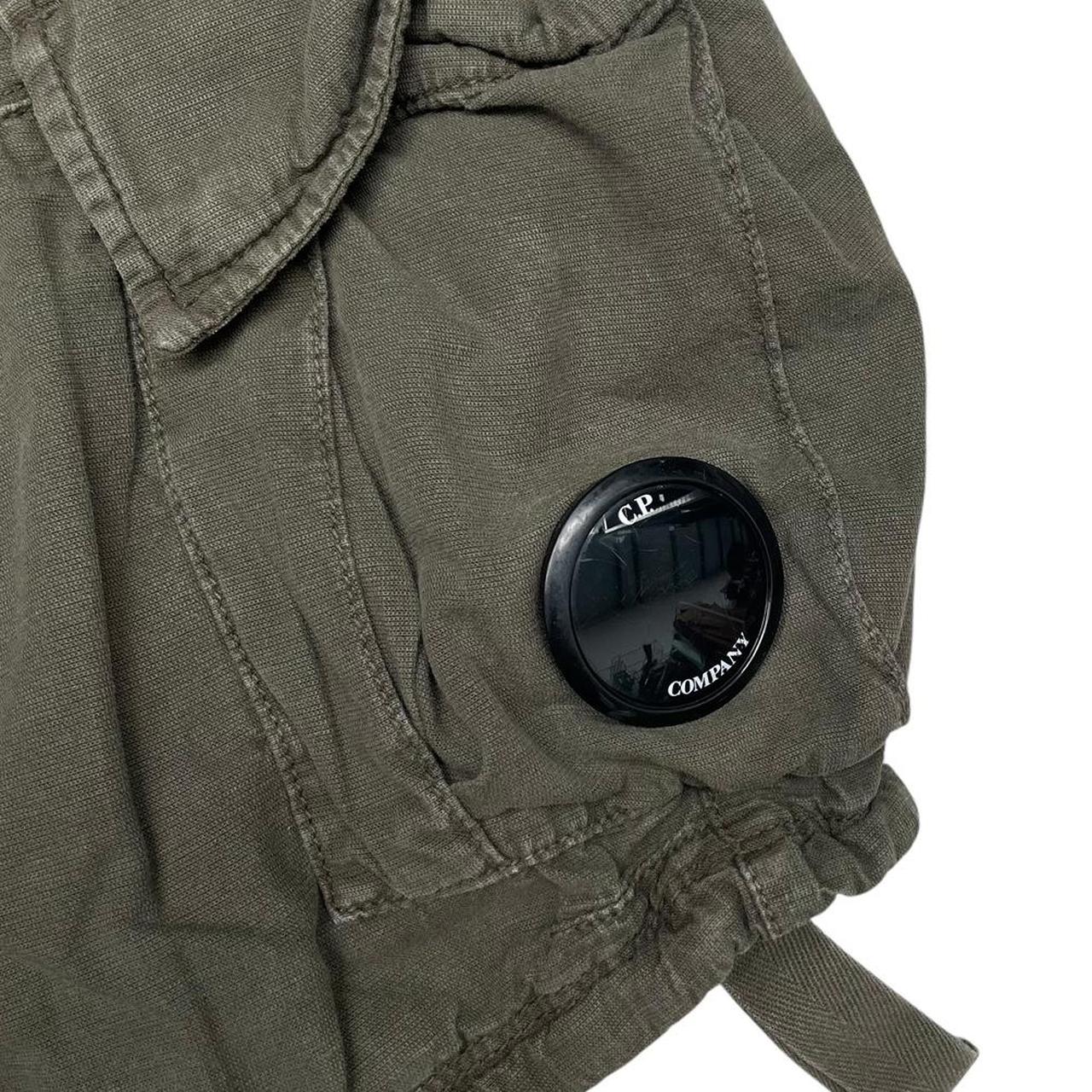 CP Company Khaki Green Cotton Lens Cargo Shorts