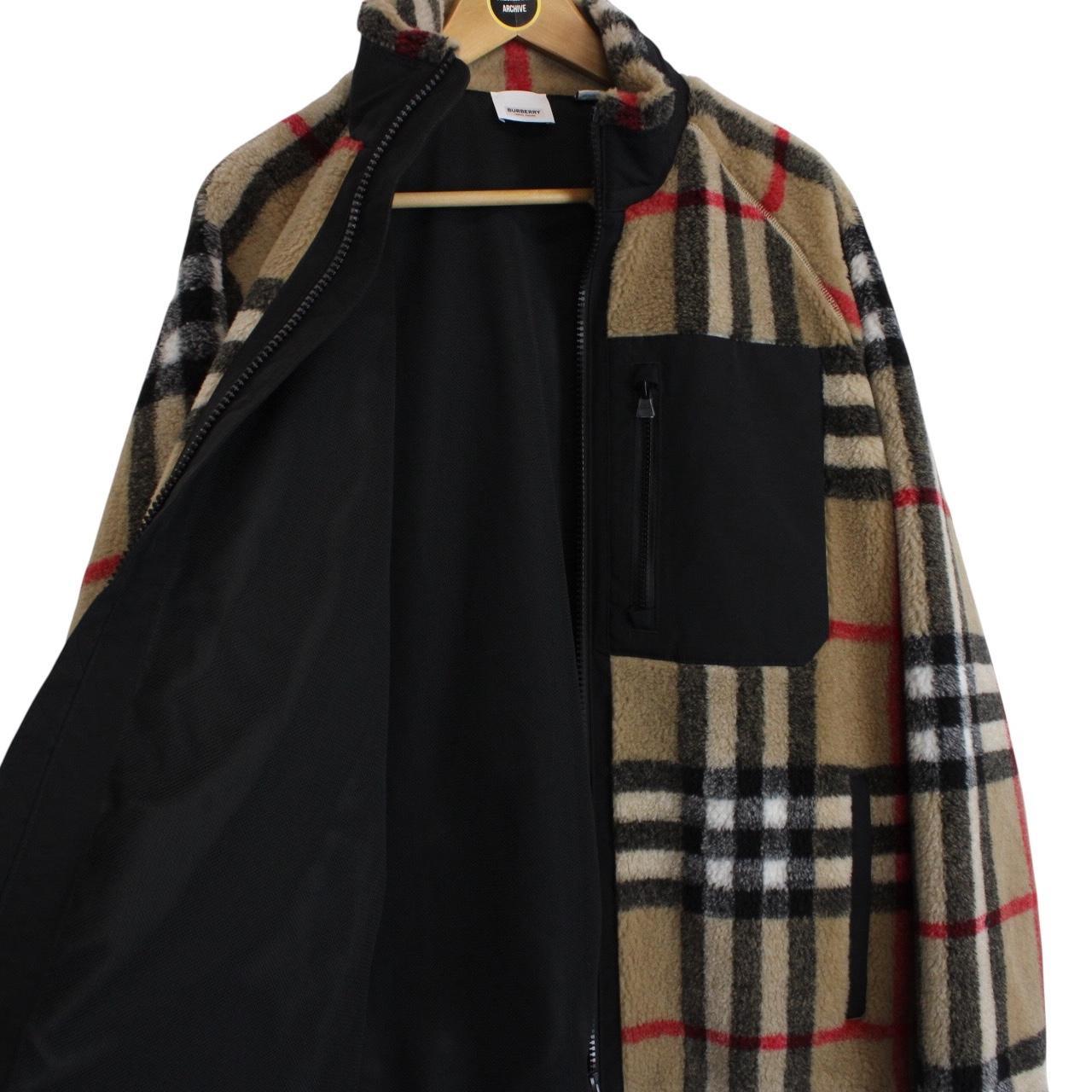 Burberry Tan Brown Nova Check Norton Wool Mix Fleece Jacket