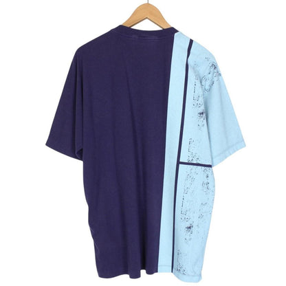 Stone Island SS 2022 Navy and Blue Short Sleeve Painted Logo Print T-Shirt