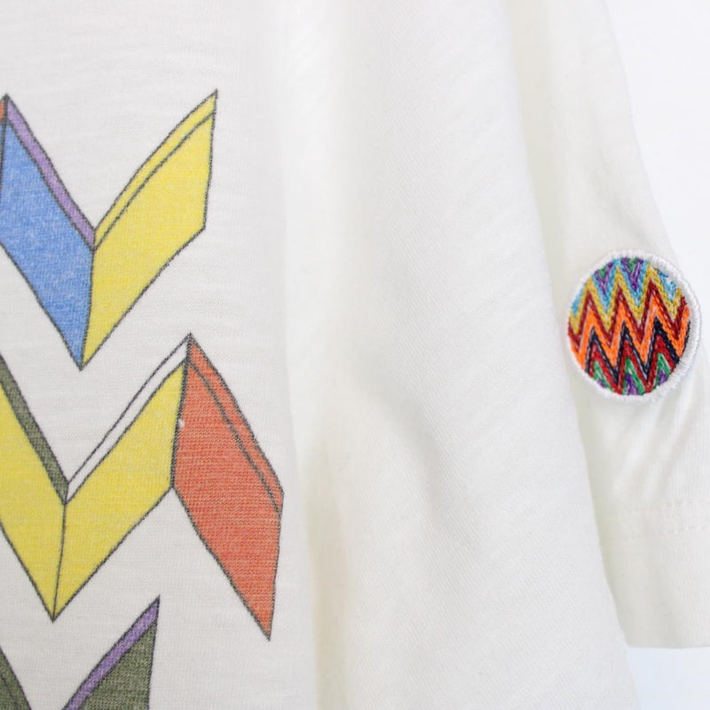 Missoni White and Multicoloured Zigzag Print Short Sleeve Cotton T-Shirt