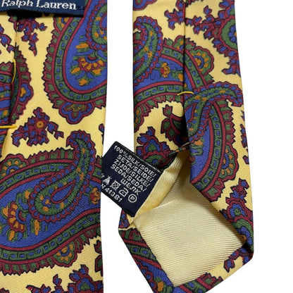 Polo Ralph Lauren green silk tie with vintage paisley print design.