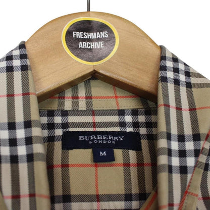 Vintage Burberry London Tan Brown Nova Check Short Sleeve Cotton Shirt