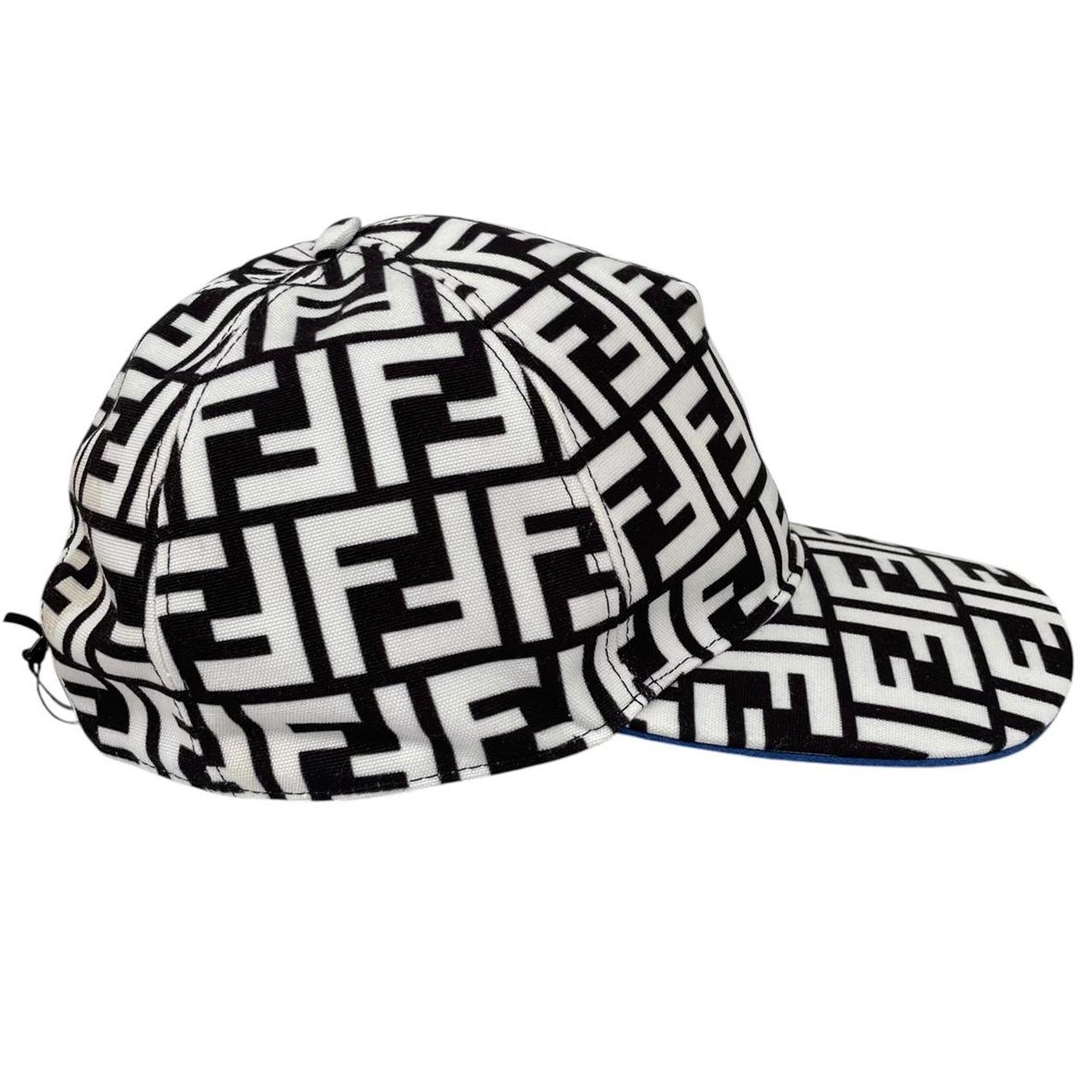 Fendi Black and White FF Zucca Monogram Canvas Baseball Cap