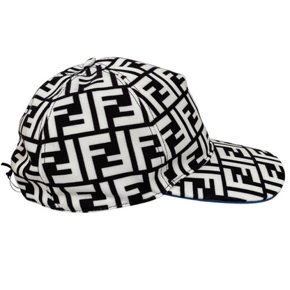 Fendi Black and White FF Zucca Monogram Canvas Baseball Cap