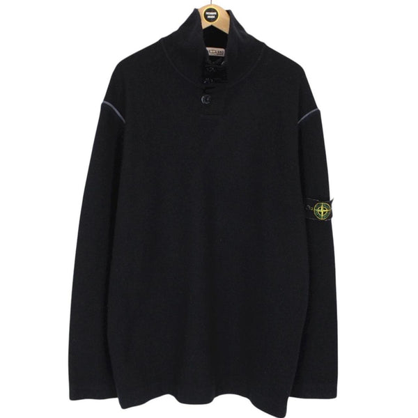 Vintage Stone Island AW 2002 Black Ribbed Wool Knit Jumper