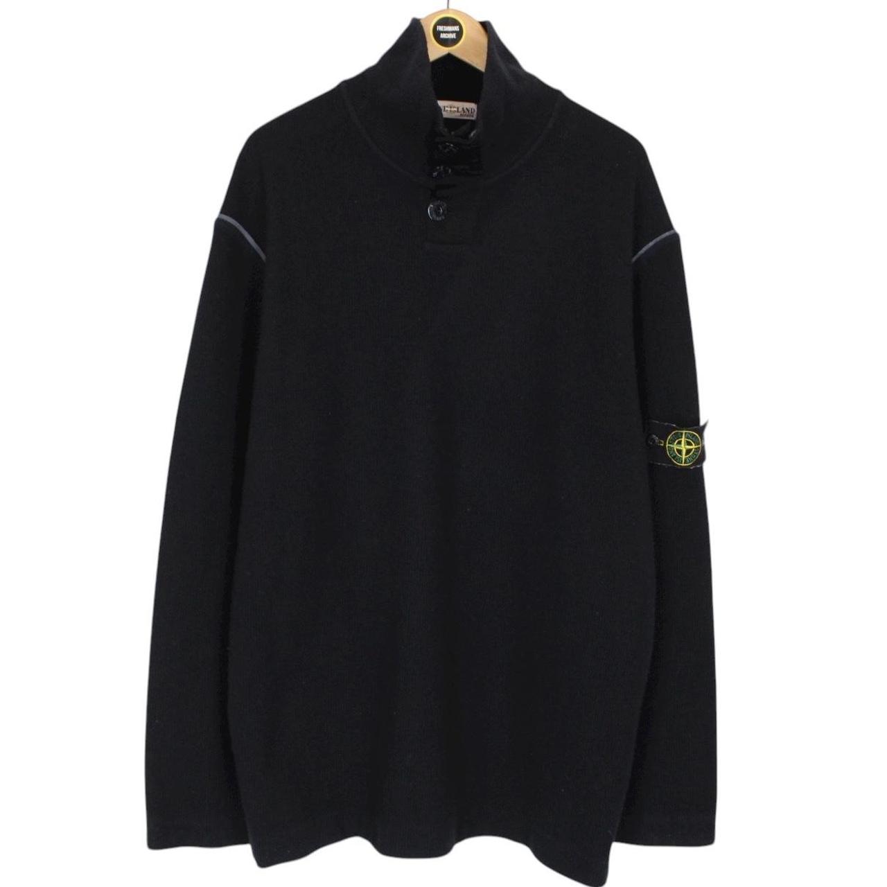 Vintage Stone Island AW 2002 Black Ribbed Wool Knit Jumper