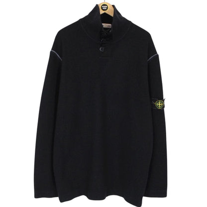 Vintage Stone Island AW 2002 Black Ribbed Wool Knit Jumper