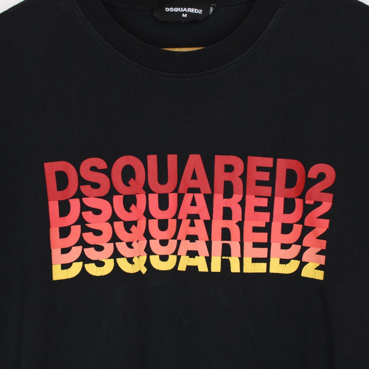 Dsquared2 Black and Multicoloured Gradient Print Short Sleeve T-Shirt