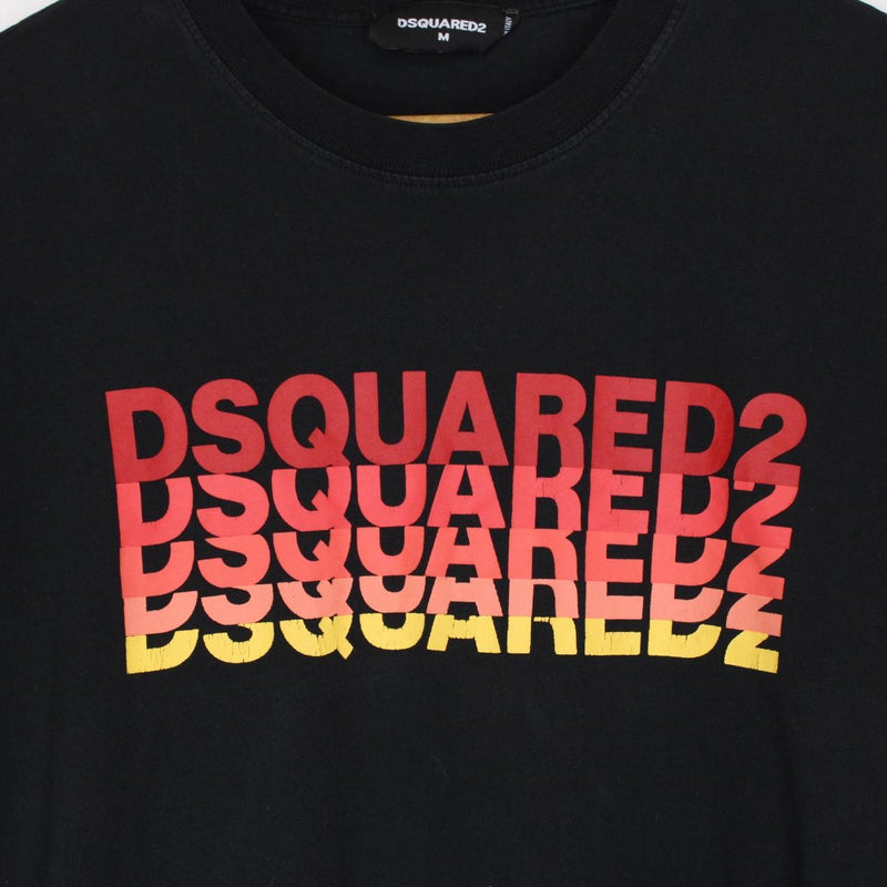 Dsquared2 Black and Multicoloured Gradient Print Short Sleeve T-Shirt